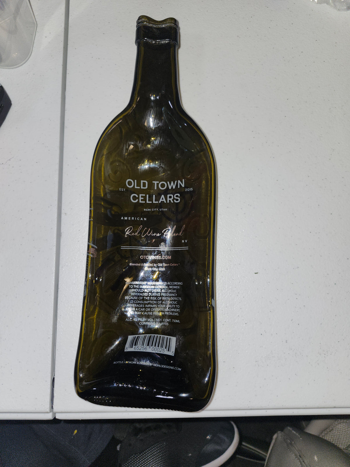 Olive Wine Bottle "Old Time Cellars" Slump