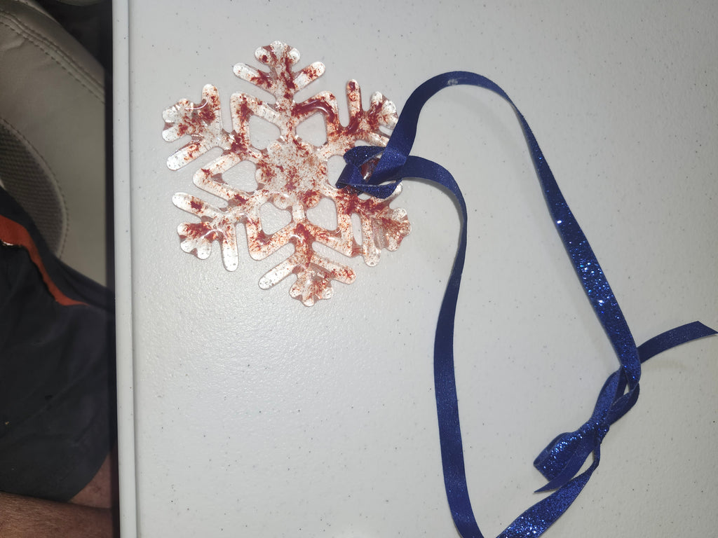 Fused Glass Art 5 inch Snowflakes on Ribbons