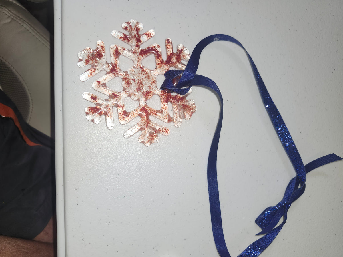 Fused Glass Art 5 inch Snowflakes on Ribbons