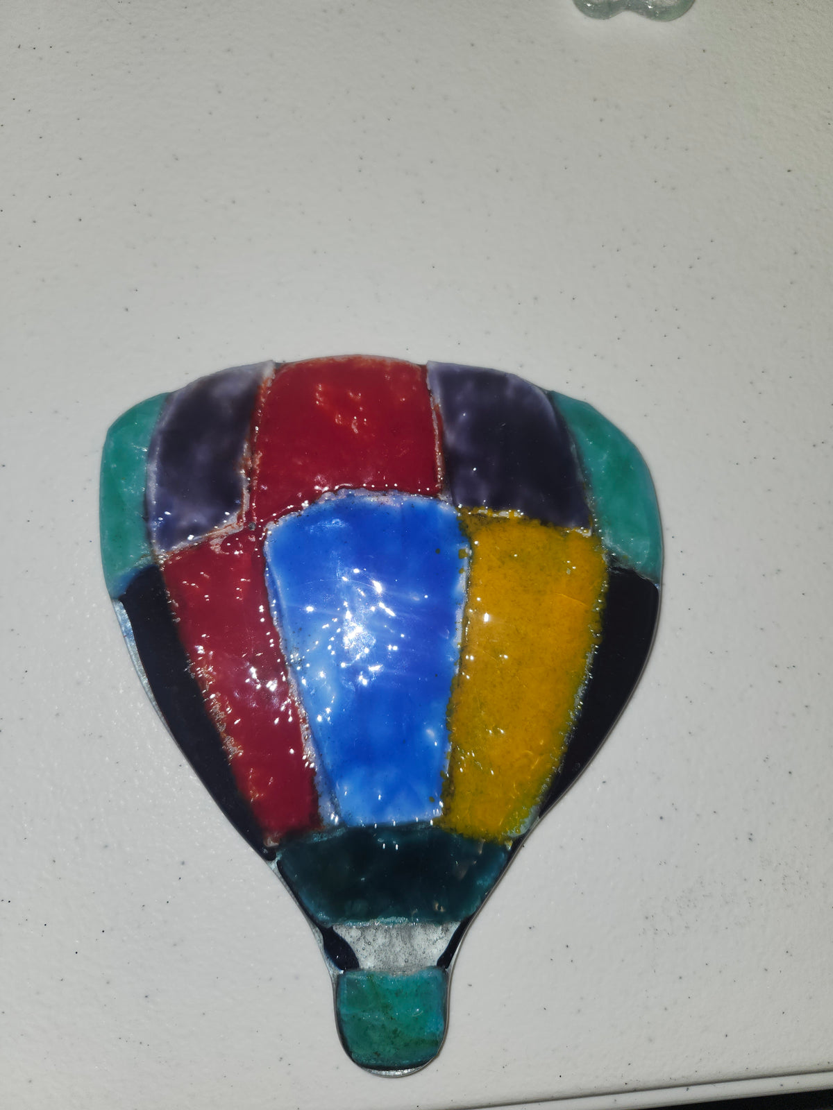 Fused Glass Art 6 Inch Plate - Hot Air Balloon with Magnet