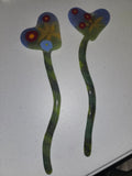 Handmade Fused Glass Flower Garden Stakes / Plant Decor (10" Tall)