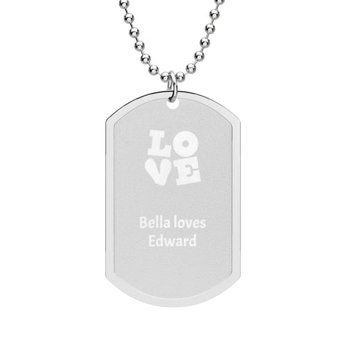 Custom Engraved Dog Tag Necklace | Personalized Military ID Style Pendant