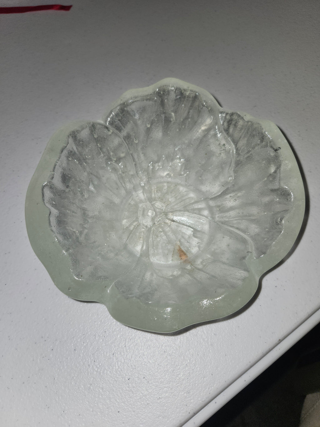 Fused Glass Art Clear Flower Bowl