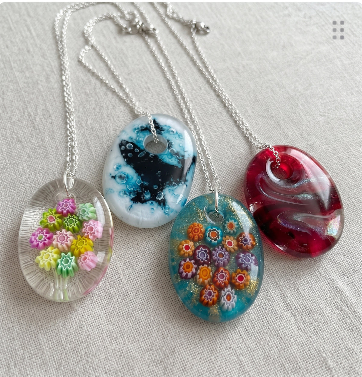 Handcrafted Oval Fused Glass Pendants