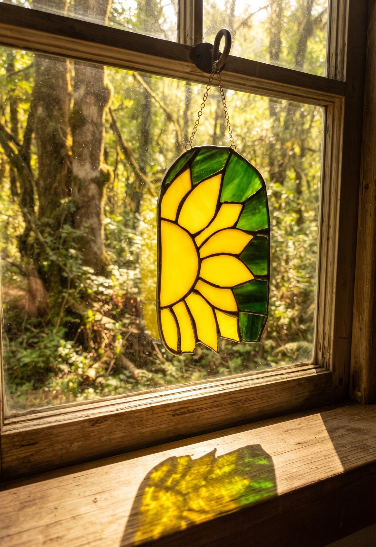 Handcrafted Stained Glass Sunflower Bloom Suncatcher