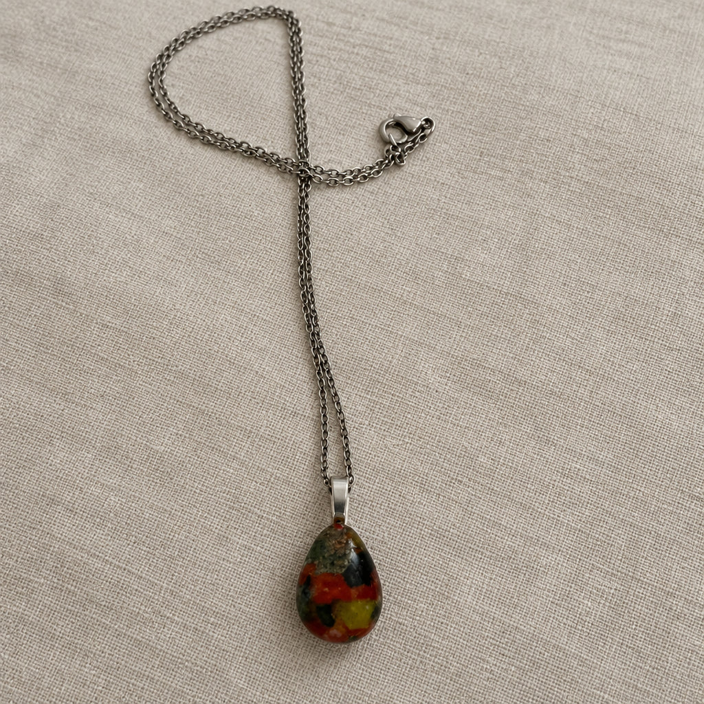 Handcrafted Fused Glass Small Teardrop Necklaces