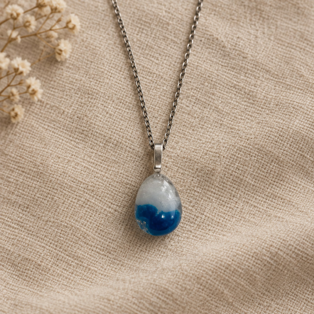 Handcrafted Fused Glass Small Teardrop Necklaces