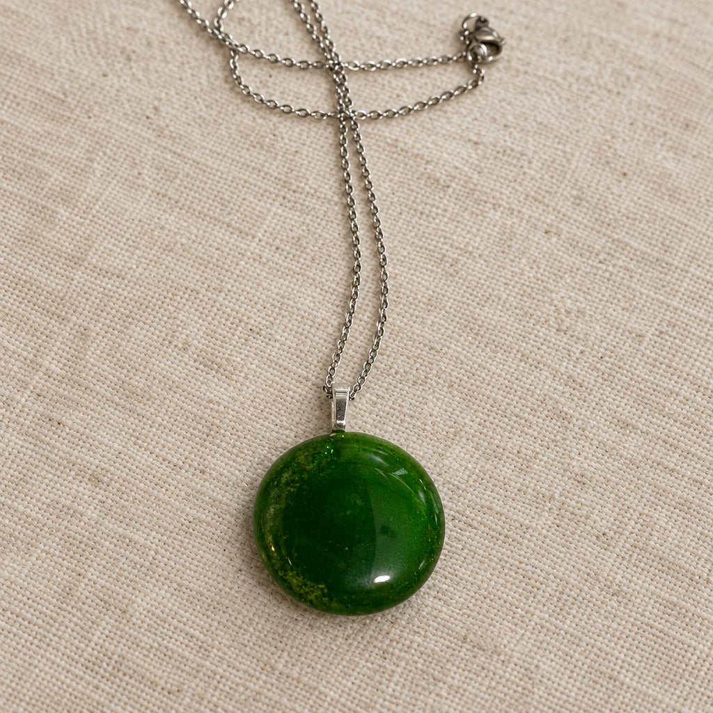 Handcrafted Fused Glass Small 1 inch Circle Necklaces