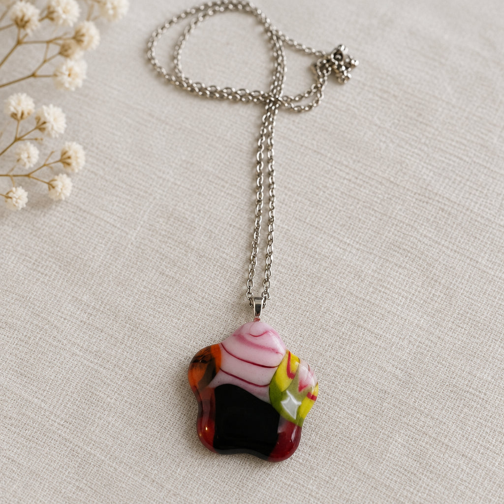 Handcrafted 1-Inch Fused Glass Sunflower Necklaces