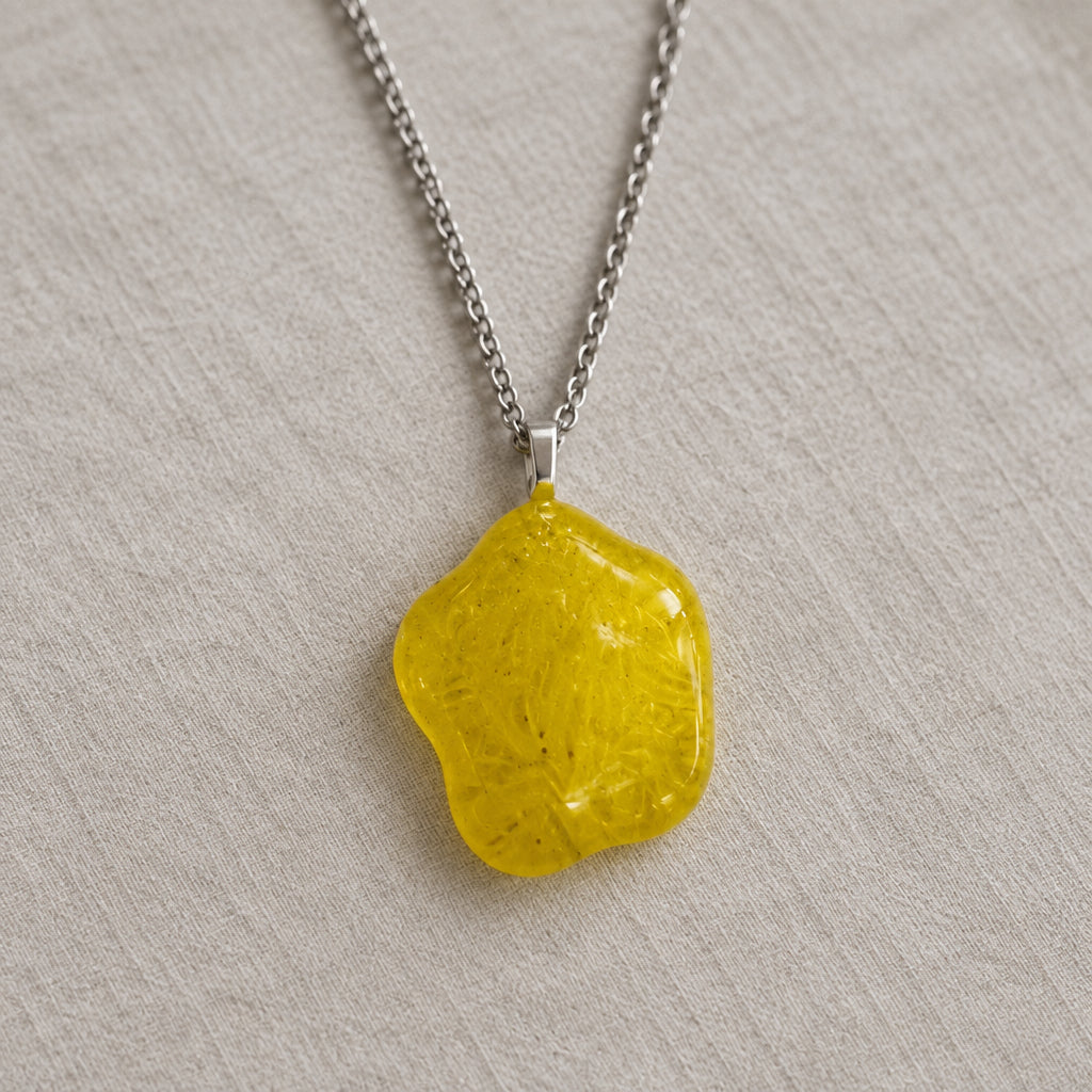 Handcrafted 1-Inch Fused Glass Sunflower Necklaces