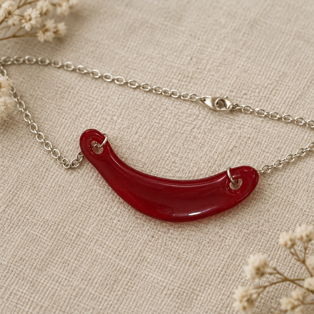 Handcrafted Half-Moon Glass Fused Choker Necklaces