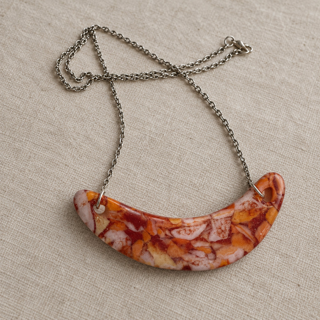 Handcrafted Half-Moon Glass Fused Choker Necklaces