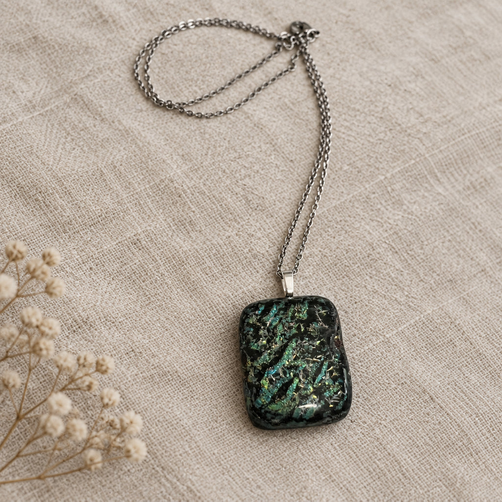 Handcrafted 1-Inch Irregular Geometric Fused Glass Necklaces