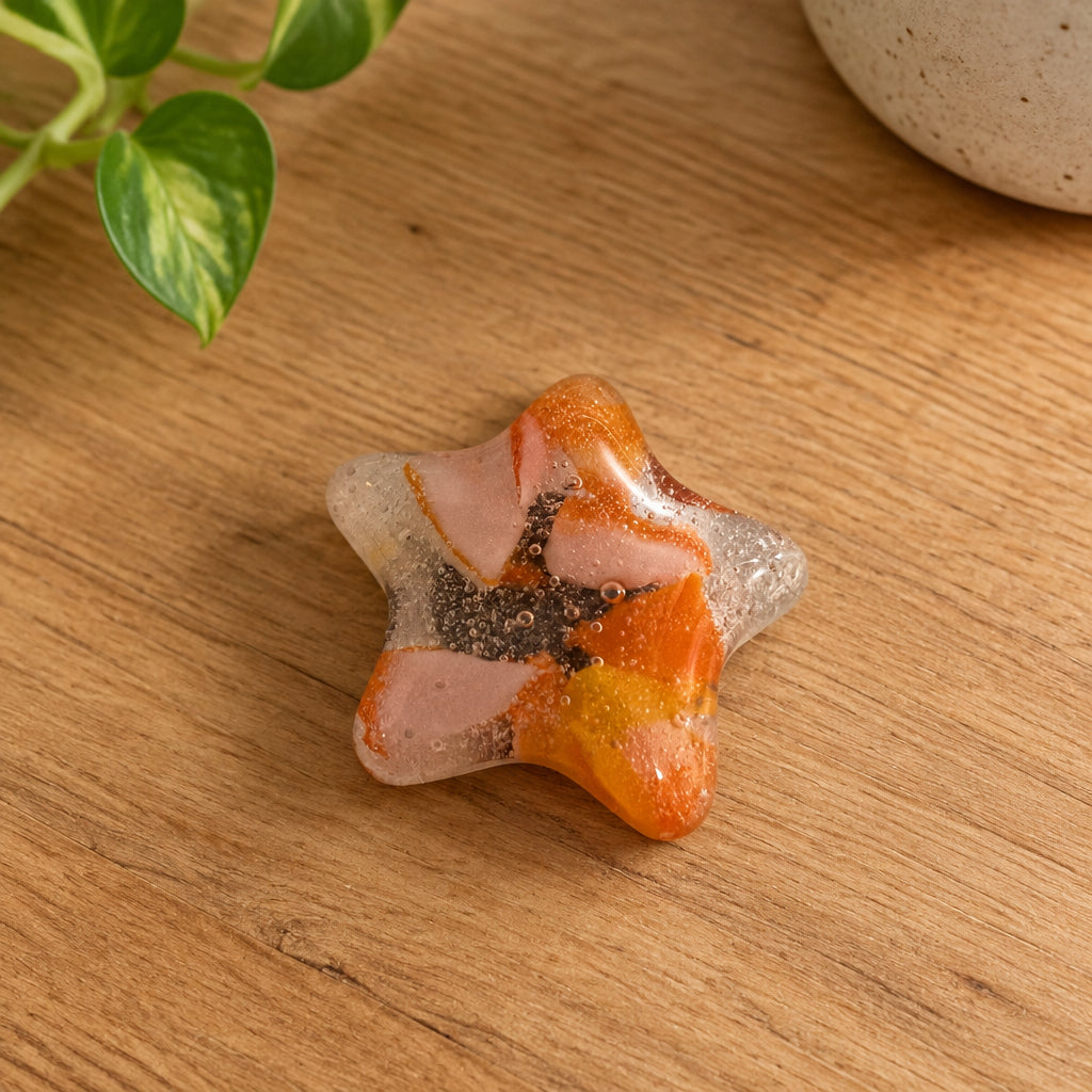 Handcrafted Star-Shaped Fused Glass Refrigerator Magnets