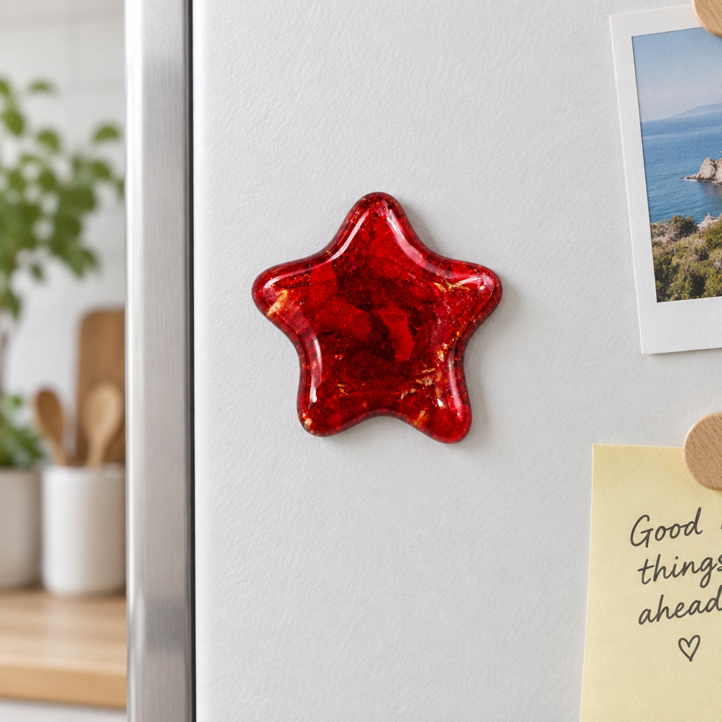 Handcrafted Star-Shaped Fused Glass Refrigerator Magnets