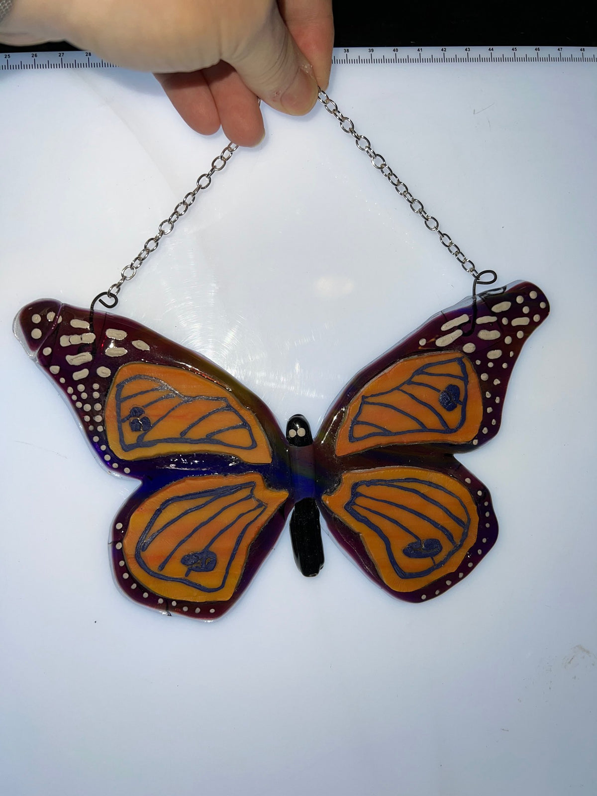 Handmade monarch butterfly stained glass suncatcher