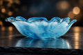 Handcrafted Fused Glass 10" Blue Art Bowl