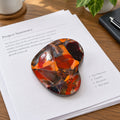 Handcrafted Fused Glass 5.5" Red/Orange/Purple Heart Paperweight with cork footing