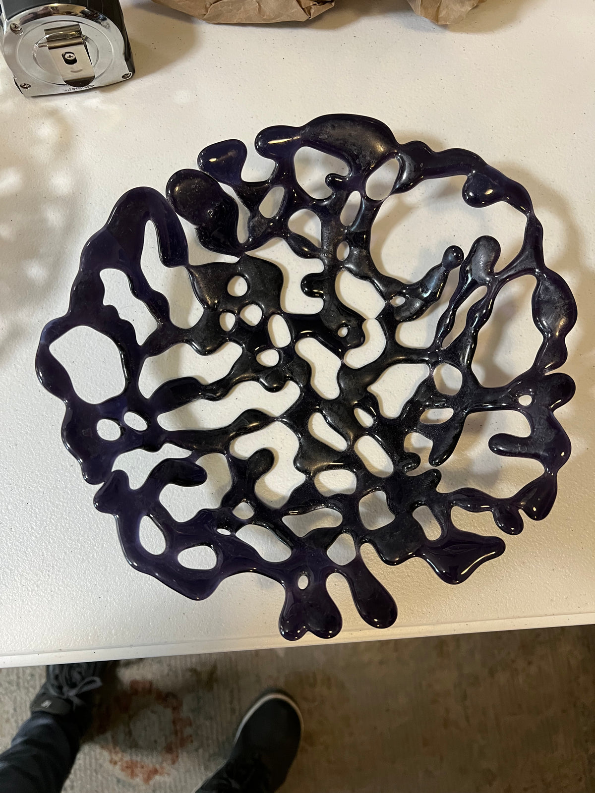 Handmade Purple Openwork 10" Fused Glass Bowl