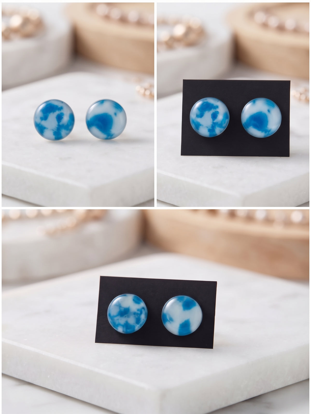Large Stud Earrings - Mixed Colors (Pair)