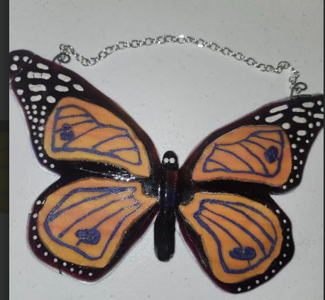 Handcrafted Stained Glass Monarch Butterfly Suncatcher (8")