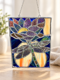 Dragonfly Stained Glass Panel — 8 × 10 inches