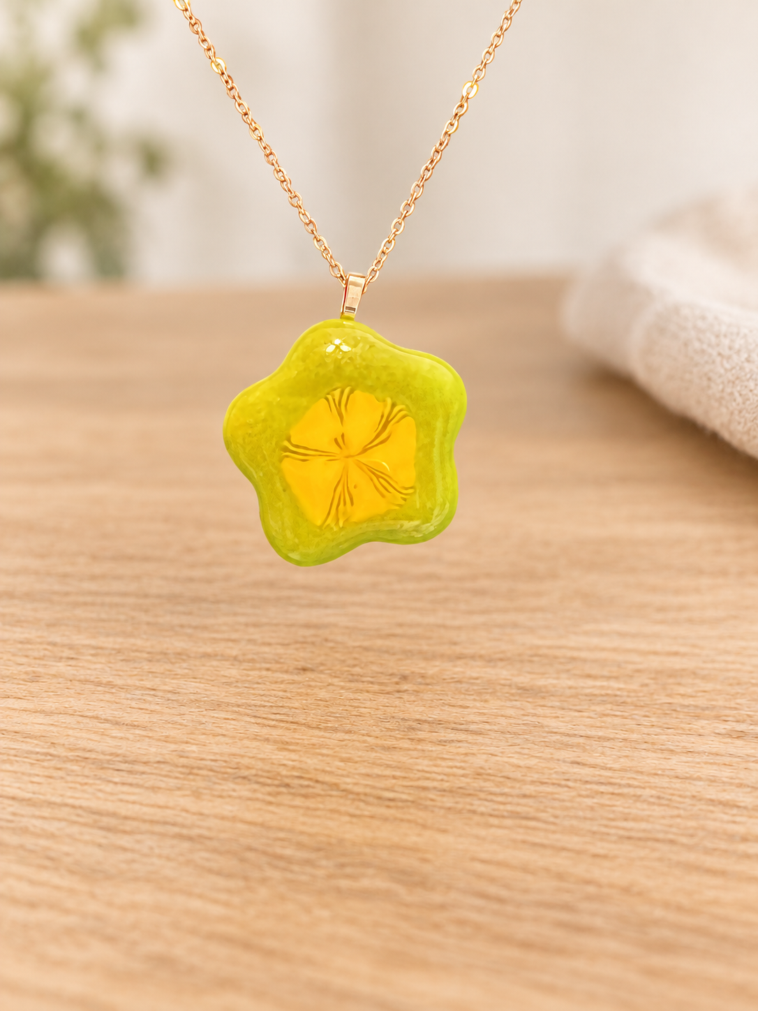 One-of-a-Kind Handmade Fused Glass Statement Pendant Necklace, 16-Inch Silver-Tone Chain — Design 2724