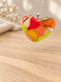 One-of-a-Kind Handmade Fused Glass Statement Pendant Necklace, 16-Inch Silver-Tone Chain design 2727