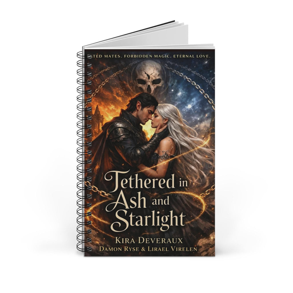 Tethered in Ash and Starlight Journal | Fantasy Romance Cover, Skeleton Moon Artwork
